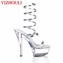 The Roman style 15cm high shoes with sandals show The host high heels models women's shoes 2024 - buy cheap