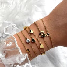 Mavis Hare набор золотых браслетов с цепочкой в форме сердца, браслет с кристаллами в виде звезд, сердце, любовь, браслет-цепочка для Дня матери 2024 - купить недорого