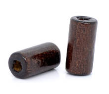 DoreenBeads Wood Spacer Beads Cylinder Coffee About 12mm( 4/8") x 6mm( 2/8"), Hole: Approx 2mm, 150 PCs 2024 - buy cheap