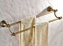 Античный латунный двойной держатель для полотенец Настенный Держатель для полотенец аксессуары для ванной комнаты Bba425 2024 - купить недорого