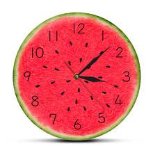 Summer Time Watermelon Modern Wall Clock With Numbers Tropical Kitchen Wall Art Decor Fruit Style Silent Quartz Round Wall Clock 2024 - buy cheap