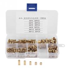 170Pcs/Set M4 Knurled Nut Brass nut Cylinder Knurled Threaded Round Insert Embedded Nuts Assortment Kit Fastener screw nut 2024 - buy cheap