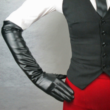 Fashion Ladies Long Gloves Ladies Simulation Leather PU 50cm Red  Warm Nylon Lining TB74 2024 - buy cheap