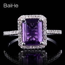 BAIHE Solid 10K White Gold 1.9ct Emerald Flawless Amethyst Engagement Women Trendy Fine Jewelry Amethyst Ring 2024 - buy cheap