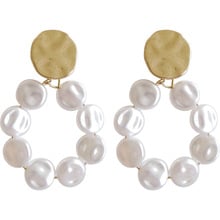 Pendientes redondos geométricos elegantes para mujer, aretes de Clip de perlas de imitación, sin Piercing, boda 2024 - compra barato