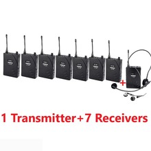 Беспроводная система гида Takstar UHF-938 50 м Рабочий диапазон 432,5-433,5/433-434 МГц 1 передатчик + 7 приемников для гида тура 2024 - купить недорого