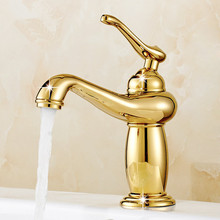 Basin Faucet Brass Bathroom Sink Mixer Tap Hot & Cold Faucet Deck Mounted Gold/Chrome Lavatory Tap Magic Lamp Style Water Crane 2024 - buy cheap