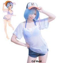 Re Zero Kara Hajimeru Isekai Seikatsu Remu Swimsuit Swimwear Bathing Suit Tube Tops Shorts Outfit Anime Cosplay Costumes 2024 - buy cheap