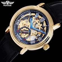 WINNER fashion casual brand men mechanical watches leather strap men's automatic skeleton gold watches male clock reloj hombre 2024 - buy cheap