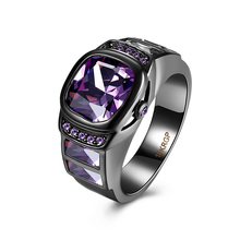 Anillo de circonita púrpura para mujeres y hombres, joyería de Color negro, joyería, anillo Aneis, regalo de amor, venta al por mayor 2024 - compra barato