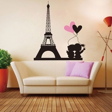 High quality free shipping Love In Paris Eiffel Tower Wall stickers removable vinyl decals home decor house decorative decals 2024 - buy cheap