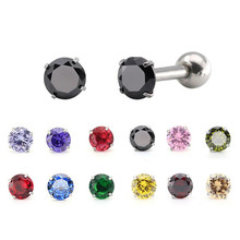 Shi15 316 L Stainless Steel 3MM Round Colorful Zircons Screw Stud Earrings Vacuum Plating No Easy Fade Allergy Free 2024 - buy cheap