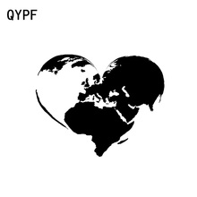 QYPF 16CM*12.6CM World In Heart I love The World Fashion Car-styling Car Sticker Decal Black/Silver Vinyl C15-0685 2024 - buy cheap