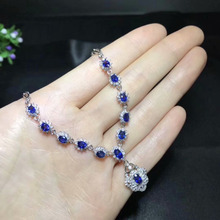 Natural blue sapphire gem Pendant necklace S925 silver Natural gemstone necklace Retro lovely Diana women party gift jewelery 2024 - buy cheap
