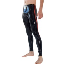 100% Pure Latex Pants Black and Red High Waist Tight Trousers Size XXS-XXL 2024 - buy cheap
