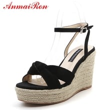 ANMAIRON   Kid Suede  Basic  Casual  Sandalias De Mujer Verano 2019  Sandals Women Wedges Shoes for Women Size 33-39 LY792 2024 - buy cheap