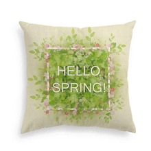 Funda de almohada de Hello Spring, funda de almohada decorativa de lino con flores, con cremallera Invisible, bonito protector de cojín de Pascua de 18x18 pulgadas 2024 - compra barato