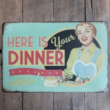 Here is Your Dinner  Kitchen Sign  Metal Plate Wall Pub  Home Art Restaurant Decoration Vintage Iron Poster Cuadros DU-5797 2024 - buy cheap