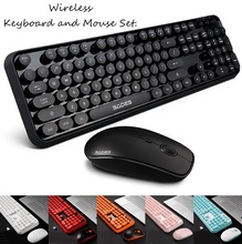 Punk Retro Round Mute 2.4Ghz Wireless Keyboard and Mouse Set Computer,Games.Office and Home Wireless Keyboard and Mouse Combo 2024 - buy cheap