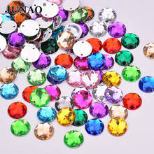 JUNAO 8 10 12 14 16 mm Sewing Colorful Round Rhinestone Applique Flat Back Gems Acrylic Stones Sewn Strass Crystal for Crafts 2024 - buy cheap