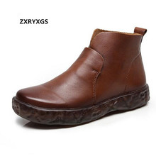 Zxryxgs-botas femininas de couro legítimo, clássicas, retrô, sola macia, sapatos confortáveis, botas martin 2024 - compre barato