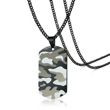 Colar de identificação de camuflagem masculino, colar pingente de soldado do exército em aço inoxidável joias esportivas ao ar livre com corrente 2024 - compre barato