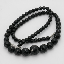 New The classic lady all-match wholesale Faceted 6-14mm Black Round Onyx Jewelry accessories Beads Necklace 18" WJ143 2024 - buy cheap