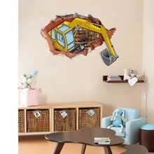 3D Effect Excavator Removable Living Study Room Bedroom Office Decor Mural Vinyl Self-adhesive Wall Stickers Decal Poster dc28 2024 - buy cheap