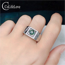 Мужское кольцо с зеленым и синим сапфиром, 100% натуральное, 6 мм, модное, из серебра 925 пробы, подарок на день рождения 2024 - купить недорого