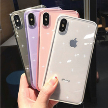 Роскошный блестящий противоударный чехол-рамка для iPhone X XR XS Max 8 7 6 6S Plus, чехлы 11 Pro Max, Прозрачный блестящий мягкий чехол-накладка из ТПУ 2024 - купить недорого