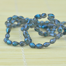 490pcs 3x5mm Half drilled Top Quality Crystal Tear Drop Beads Transparent Blue Plated Glass Beads For Jewelry DIY Making 2024 - buy cheap