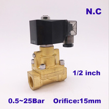 GOGO 25bar Brass high temperature 2 way water steam solenoid valve for hot water G1/2" DC12V Orifice 15mm normal close PZ-15 2024 - buy cheap