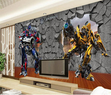 Papel de parede murais personalizados em 3d, papel de parede robô deformável em 3d, sala de estar, sofá, tv, parede 3d, papel de parede para quarto de criança 2024 - compre barato