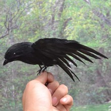 plastic foam & feathers Crow bird 18x15cm spreading wings Black Crow Halloween prop Handmade art model toy,decoration gift w5536 2024 - buy cheap