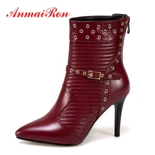 ANMAIRON Women Pointed Toe  Winter Boots for Girls  Zip  Ankle  Boots Women  zapatos de mujer Big Size 34-43 ZYL1376 2024 - buy cheap