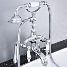 Bathtub Faucet Dual Handle Handheld Bath Shower Mixer Tap with Hand Shower Deck Mounted Swivel Spout Tub Sink Mixer Faucet 2024 - buy cheap