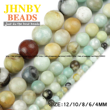 JHNBY amazonita-piedra Natural de alta calidad, 4/6/8/10/12MM, bola redonda, cuentas sueltas para joyería, pulsera, accesorios de fabricación de bricolaje 2024 - compra barato