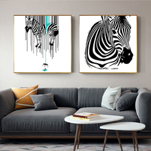 Animais abstratos pintura em tela moderno branco preto cartaz para sala de estar parede arte imagem cuadros salão decoracion zebra impressão 2024 - compre barato