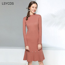 LSYCDS Robe Pull Femme Hiver 2020 Warm Slim Long Sleeve Knitted Mermaid Elegant Dresses for Women Sweater Dress Female Winter 2024 - buy cheap