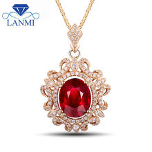 New Gorgeous Oval 8x10mm Red Ruby In 14Kt Yellow Gold Fantastic Wedding Pendant Necklace for Girlfriend Jewelry Gift WP048 2024 - buy cheap