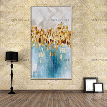 high quality Handmade thick knife Modern Abstract Fine Artwork Canvas Gold color blocks Bedroom artwork Wall Oil Painting 2024 - buy cheap