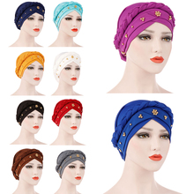 New Women Hair Care Islamic Head Scarf Muslim Hijab  Beads Braid Wrap Stretch Turban Hat Chemo Cap Head Wrap Hair Loss Hats Arab 2024 - buy cheap