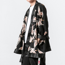 Мужское кимоно, кардиган, Тренч, мужской японский Харадзюку, Свободная Повседневная модная длинная рубашка, ветровка, куртка 2024 - купить недорого