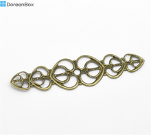 Doreen Box Lovely 100PCs Antique Bronze Filigree Love Heart Wraps Connectors Embellishments Findings 5.3x1.4cm (B18543) 2024 - buy cheap