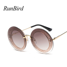 Runbird moda feminina óculos de sol redondos designer de marca tons clássicos homens mulheres óculos de sol de luxo uv400 5172r 2024 - compre barato