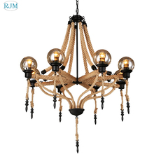 American Retro Rope Chandelier Creative Industrial Glass Lamp Shade Hang Lamps for Kitchen Restaurant Bar Cafe Lighting Decor 2024 - buy cheap