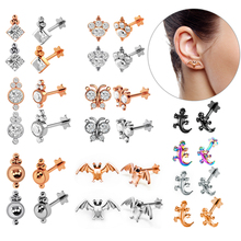 1pc 316L Stainless Steel Tragus Cartilage Helix Jewelry Ear Labret Piericngs 1.2*8*4mm Rosegold Steel Lobe Lip Jewelry Oreja 2024 - buy cheap
