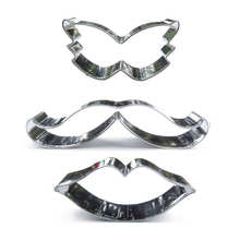 Mask, Moustache, Lip shaped 3 piece biscuit cutting molds,  baking tools, cake decorating soft candy tools. 2024 - buy cheap