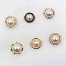 Botones de metal de perlas doradas, decoración de suéter, abrigo, camisa, accesorios, A-19512-477 DIY, 22mm, 20mm, 10 unids/lote 2024 - compra barato