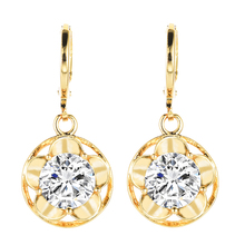 Fashion Women Drop Earrings Round Flower White CZ Gold Color Dangle Earrings Jewelry 2024 - buy cheap